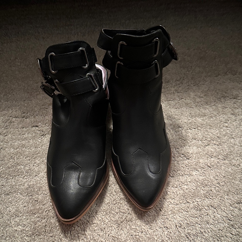 Black Ankle Boots with Buckle Detail